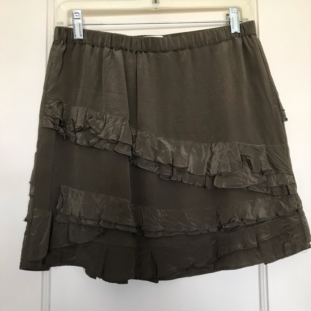BR Silk Skirt with Ruffle Accent